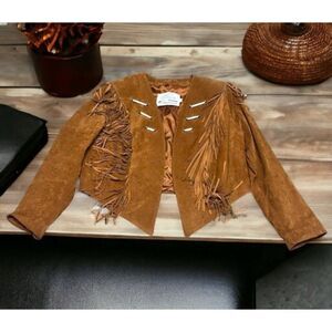 Lariat Leather Suede Cowgirl Southwest Fringe Vintage Western Jacket Size Large